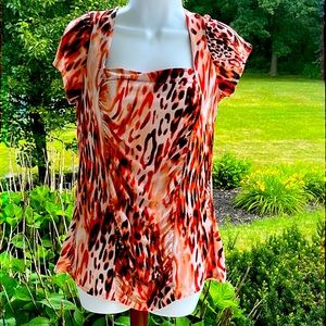 Orange Animal Print Top